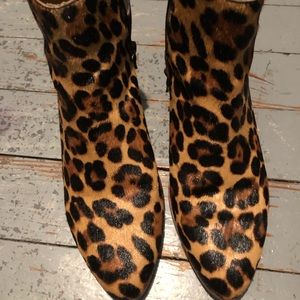 Cheetah print booties shoes calf hair jcrew size 8.5